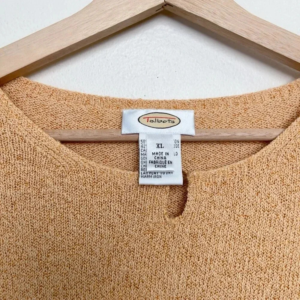 Talbots Womens XLarge Textured Keyhole Cotton Orange Knitted Sweater - Picture 11 of 15